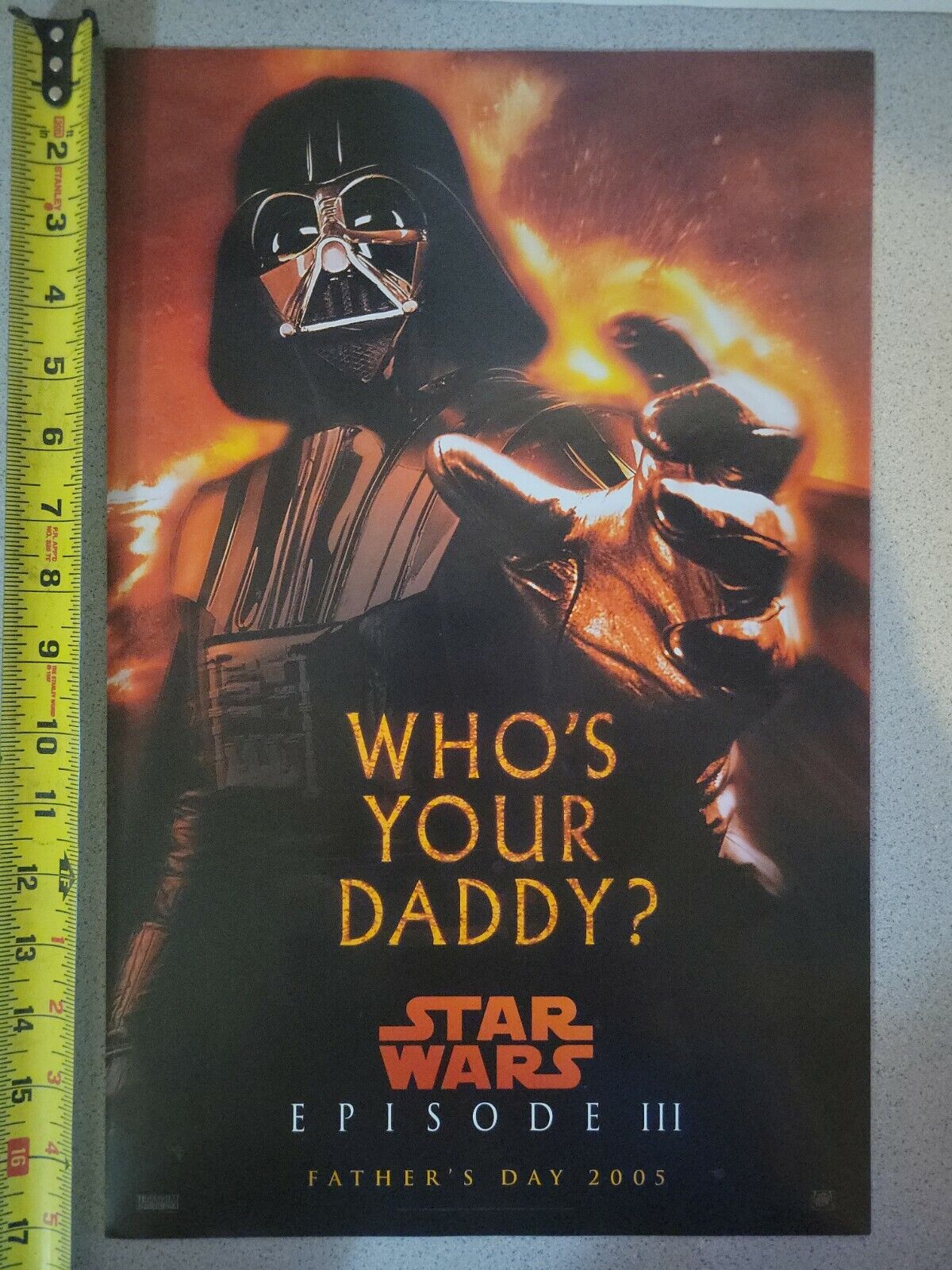 Star Wars 2005 Who\'s Your Daddy? Darth Vader 11x17 Episode 3 Poster Father\'s Day