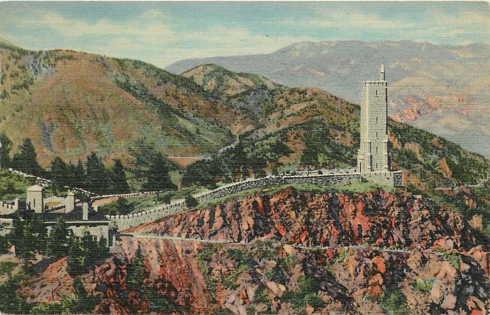 Will Rogers Shrine of the Sun Cheyenne Mtn Pikes Peak Colorado pm 1946 Postcard