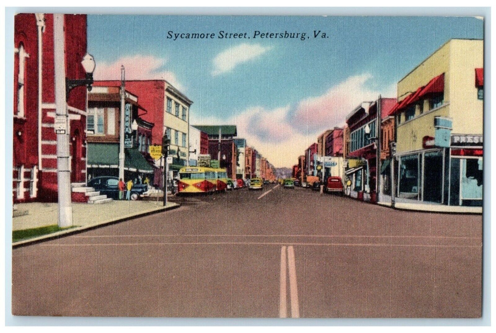 c1940 Sycamore Street Exterior Building Petersburg Virginia VA Vintage Postcard