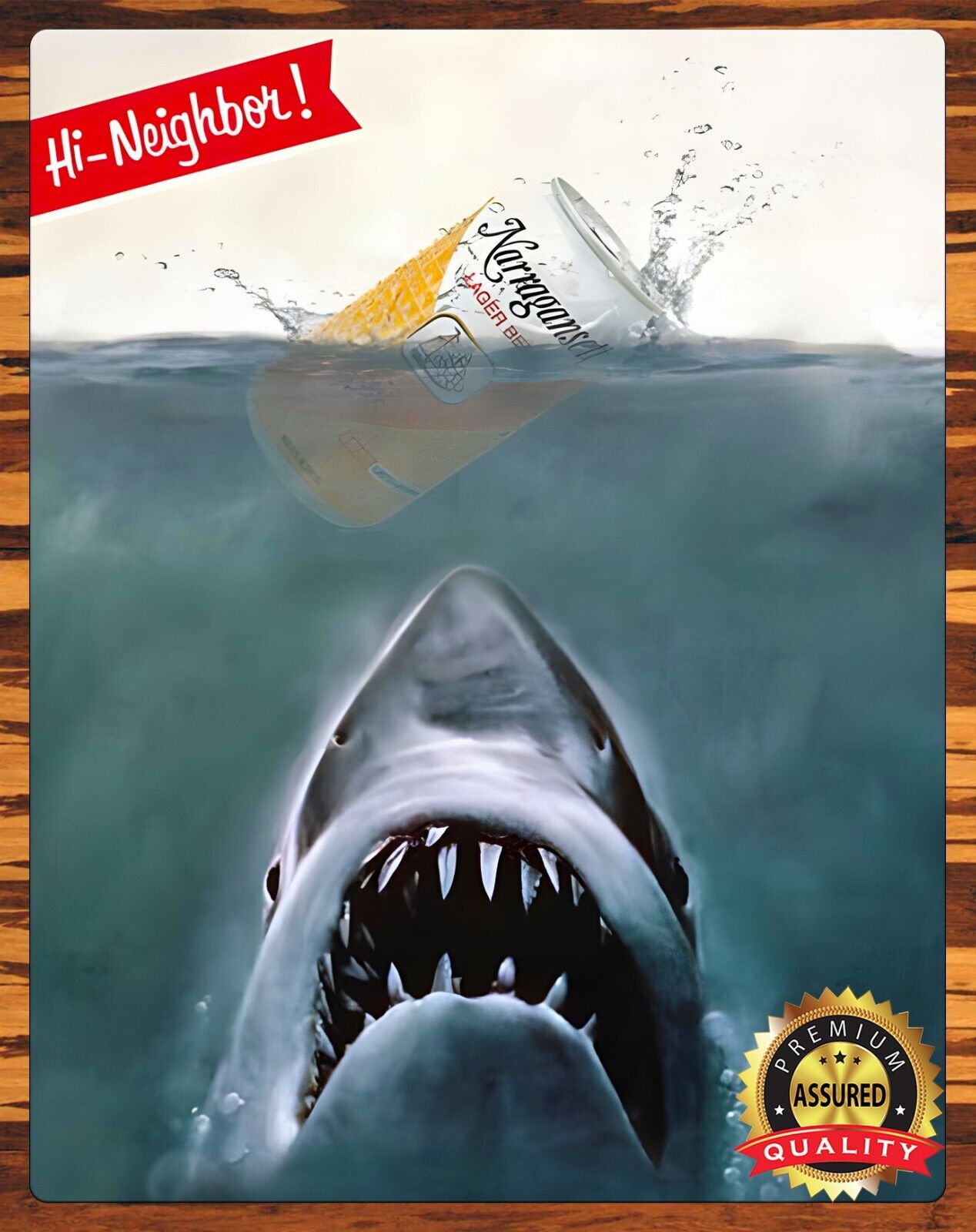 Narragansett Beer - Jaws - Restored - Metal Sign 11 x 14