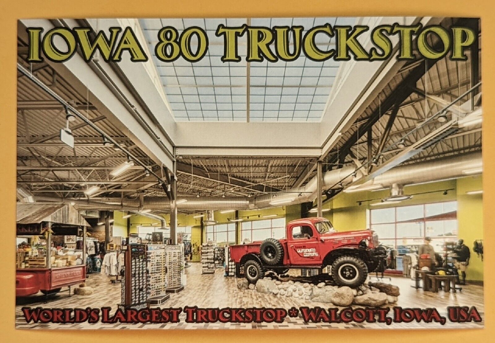 Postcard IA: Greetings from World\'s Largest Truckstop Iowa-80. Walcott. Iowa