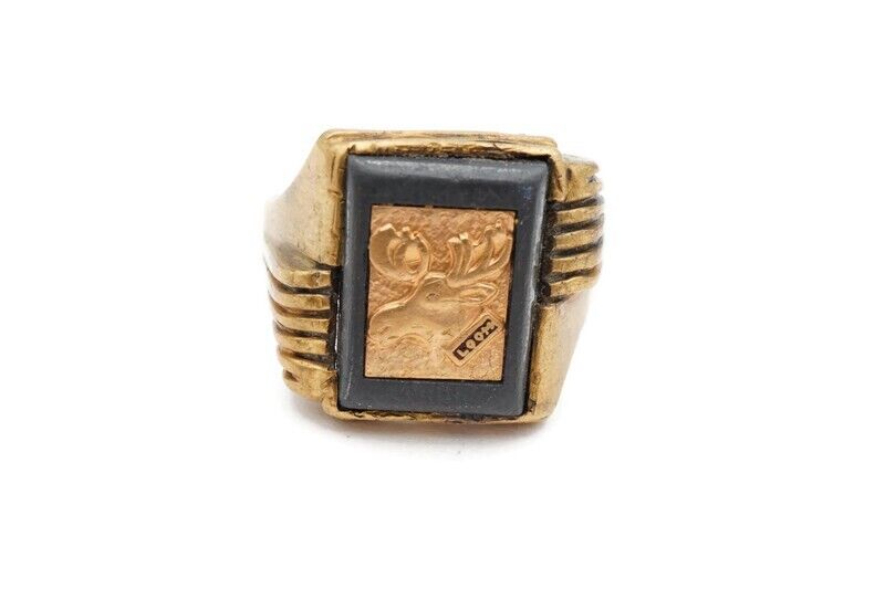 Vintage Loyal Order of Moose LOOM Ring 10k Yellow Gold Size 11.75