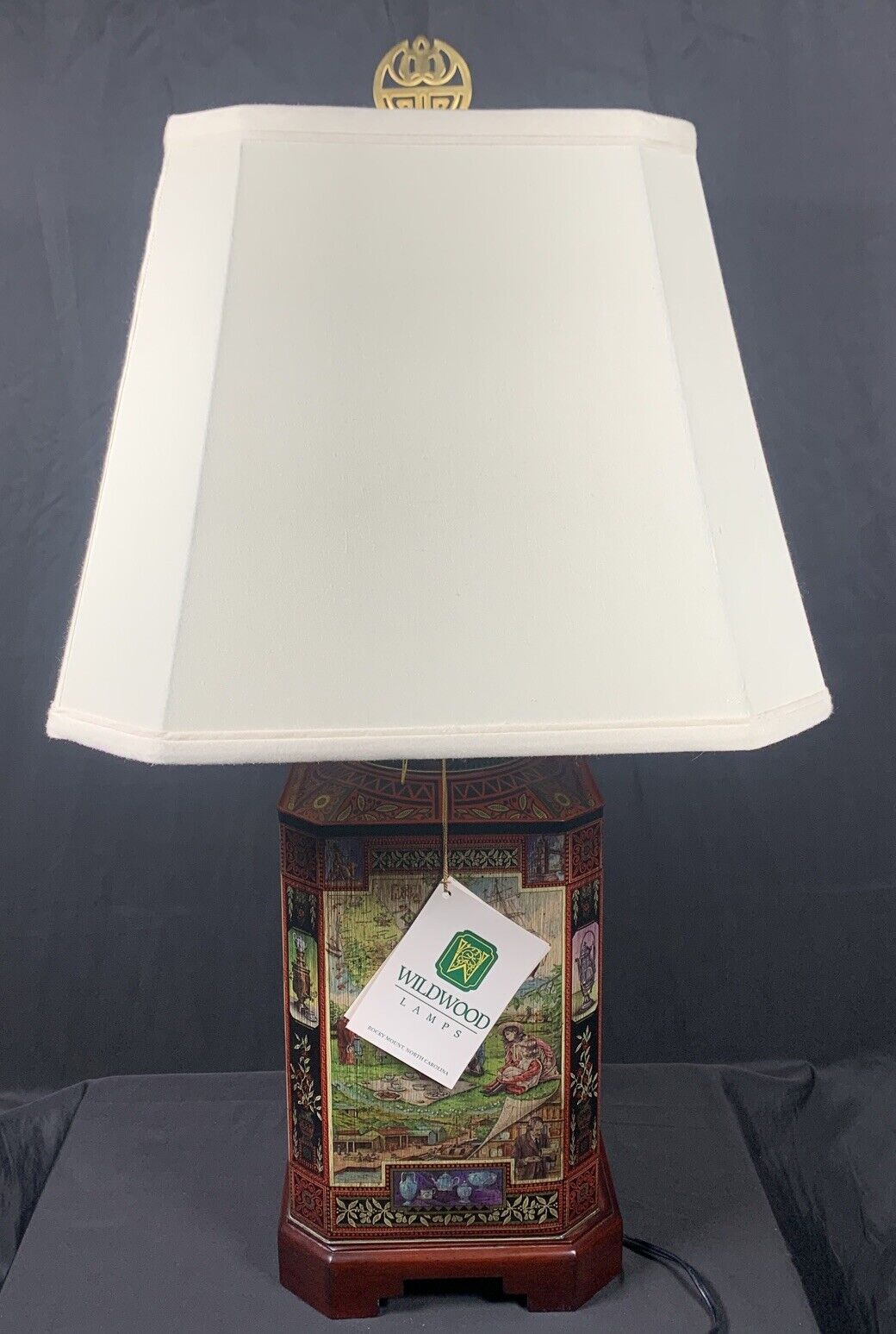 ✨NWT Vintage Wildwood Lamps Asian Oriental Tea Caddy Tin Table Lamp- 29”H✨