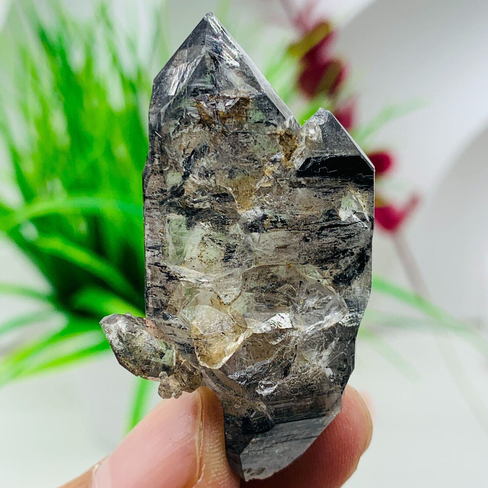 Natural Herkimer Crystal Diamond 5+Crystal Cluster+ Carbon crystal Enhydro 26G