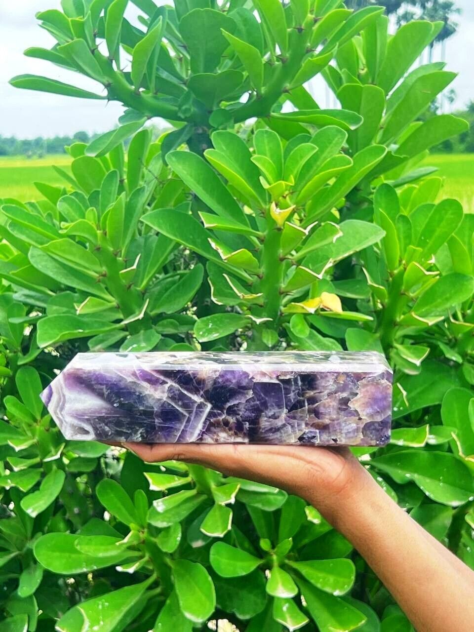 Large 235 MM Natural Dream Amethyst Meditation Energy Stone Hand Made Tower