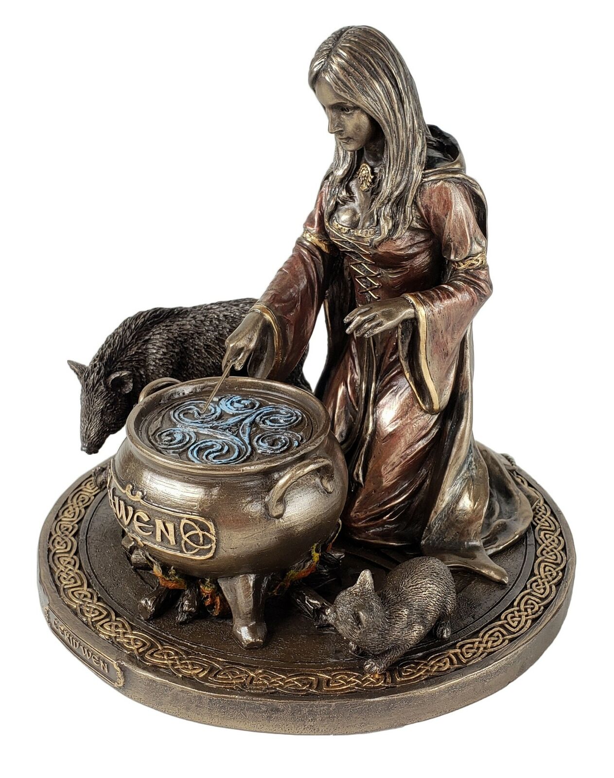 Veronese Celtic Sorceress CERIDWEN Witch Goddess of Creation Statue Bronze Color