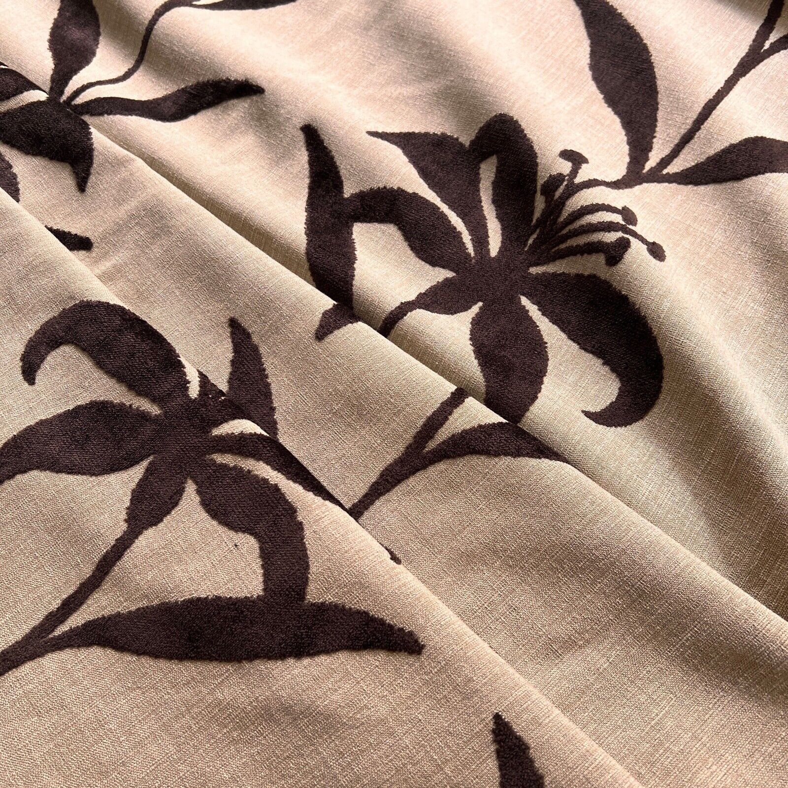Cut Velvet on Linen – High End Decorator Upholstery Weight Fabric BTY ZZ001