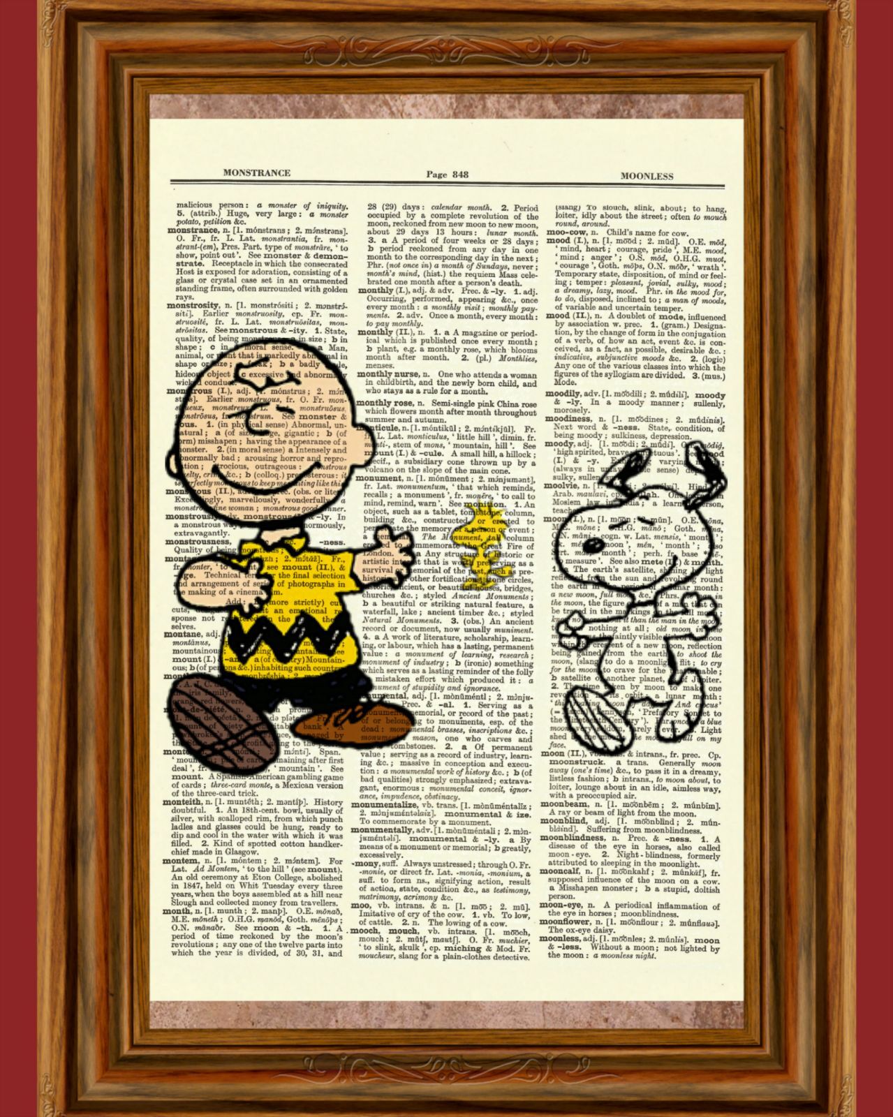 Charlie Brown and Snoopy Dictionary Art Print Picture Poster Peanuts Vintage