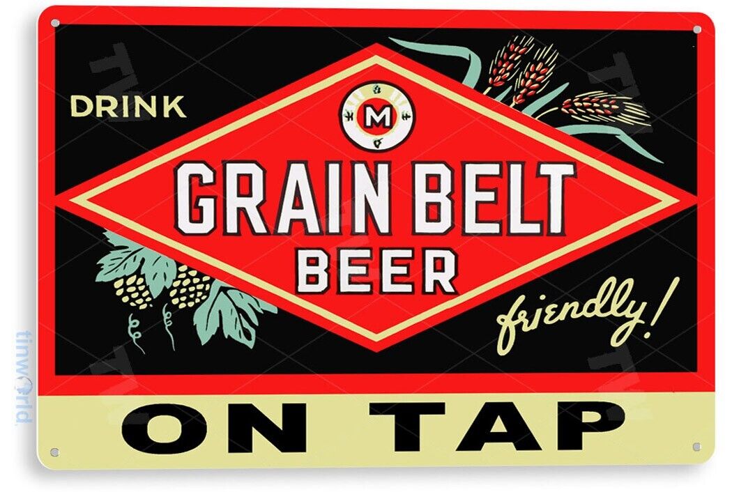 TIN SIGN Grain Belt Beer On Tap Sign Bar Pub Shop Store Cave A078