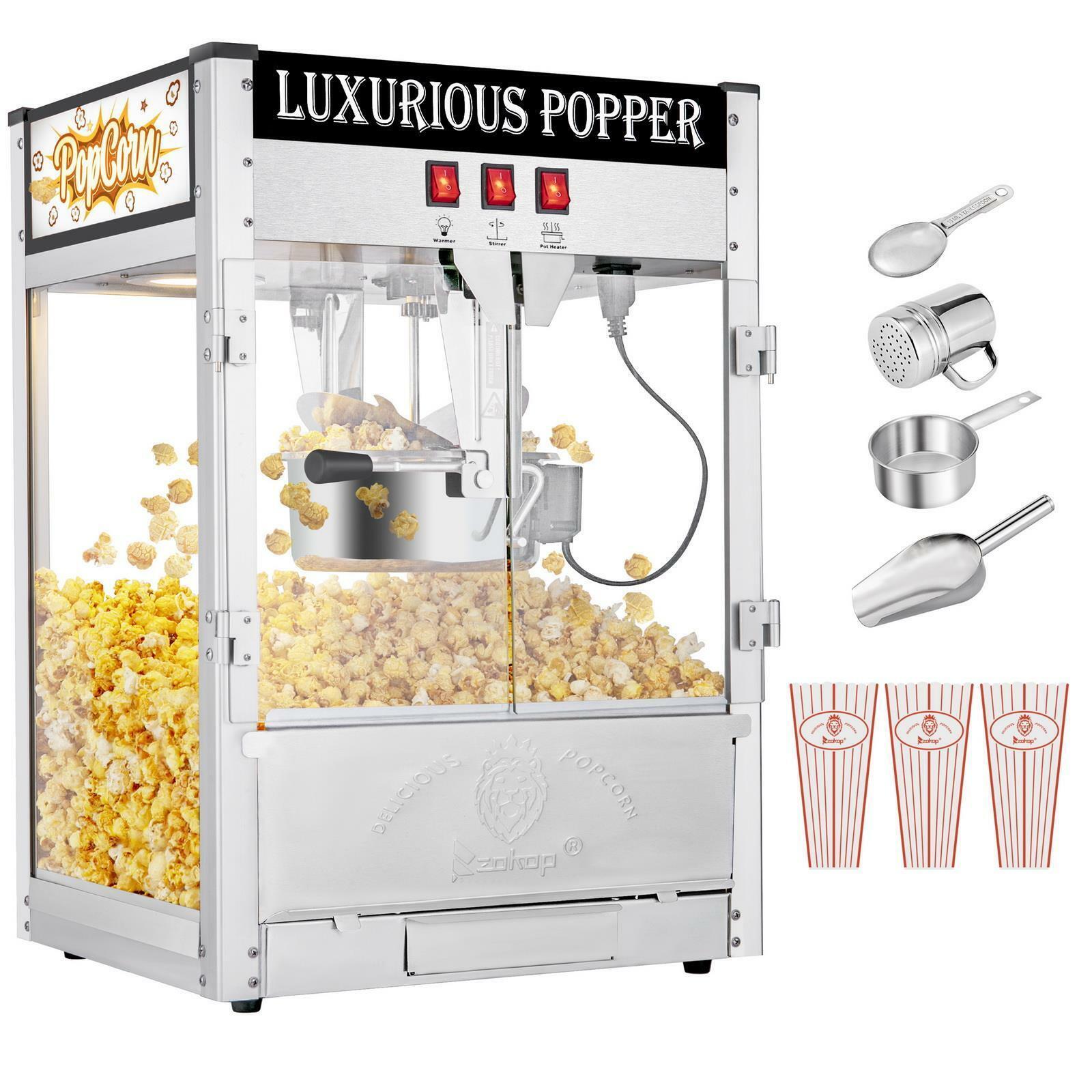 ZOKOP Commercial Vintage Style Popcorn Maker Machine 8OZ Hot Oil Corn Popper