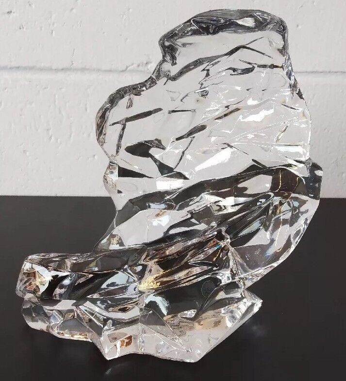 FRANKLIN MINT VINTAGE ART GLASS CRYSTAL MODERNIST ICE WAVE SCULPTURE