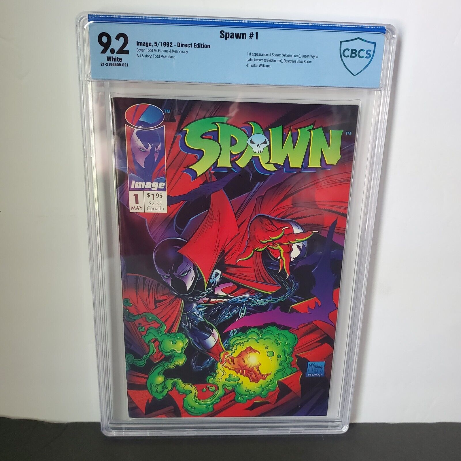 Spawn #1 CGC 9.2 NM- 1st Appearance of Spawn (Al Simmons) WHITE PAGES