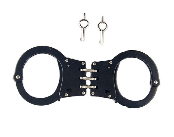Double Lock Professional Black Hinged Pro-Cuffs Army Handcuffs 