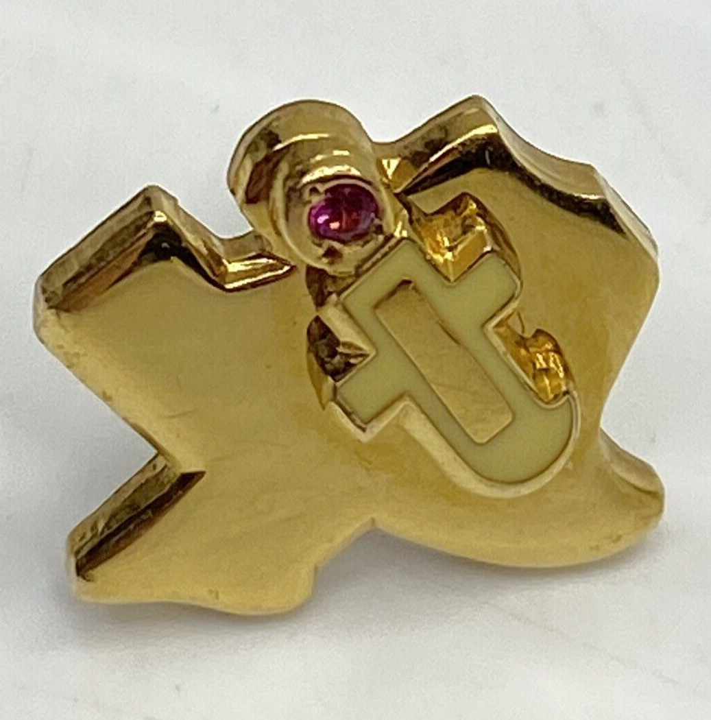 Texas Instruments Pin Back 10k Gold Filled Pink Stone Service Award Tie Tack