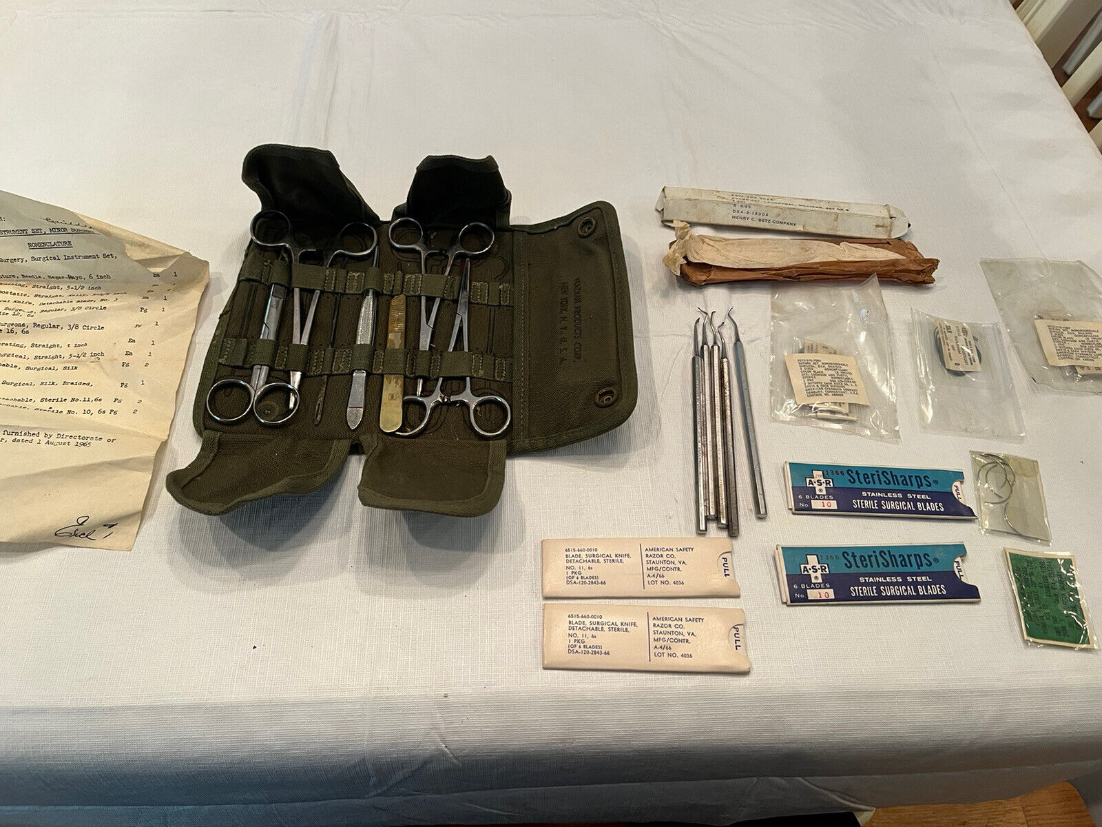 Original Vietnam U. S. Military Surgical Instrument Kit Minor Surgery With List