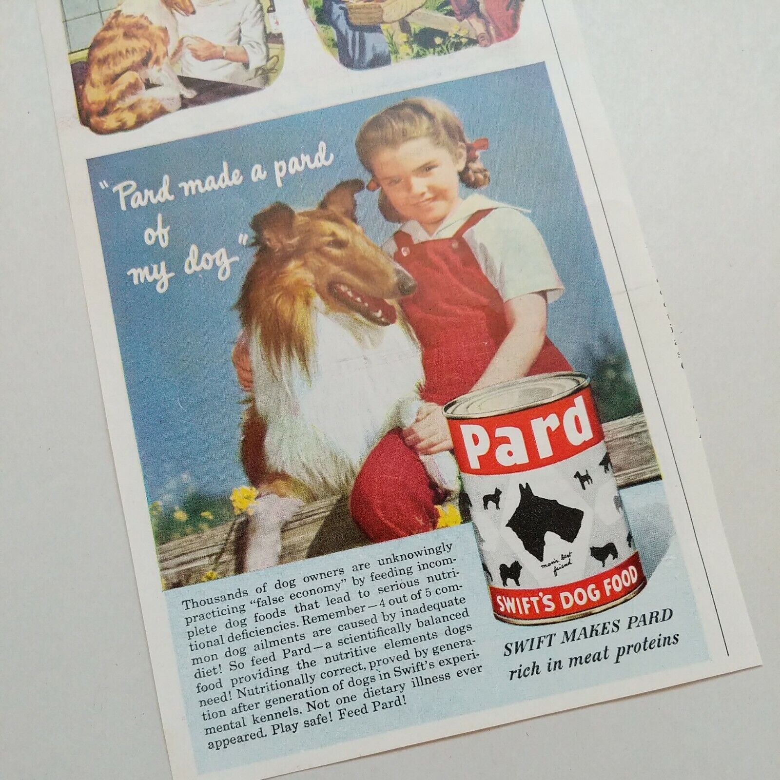 Vintage SWIFT PARD DOG FOOD COLLIE DOG 1947 Magazine Ad