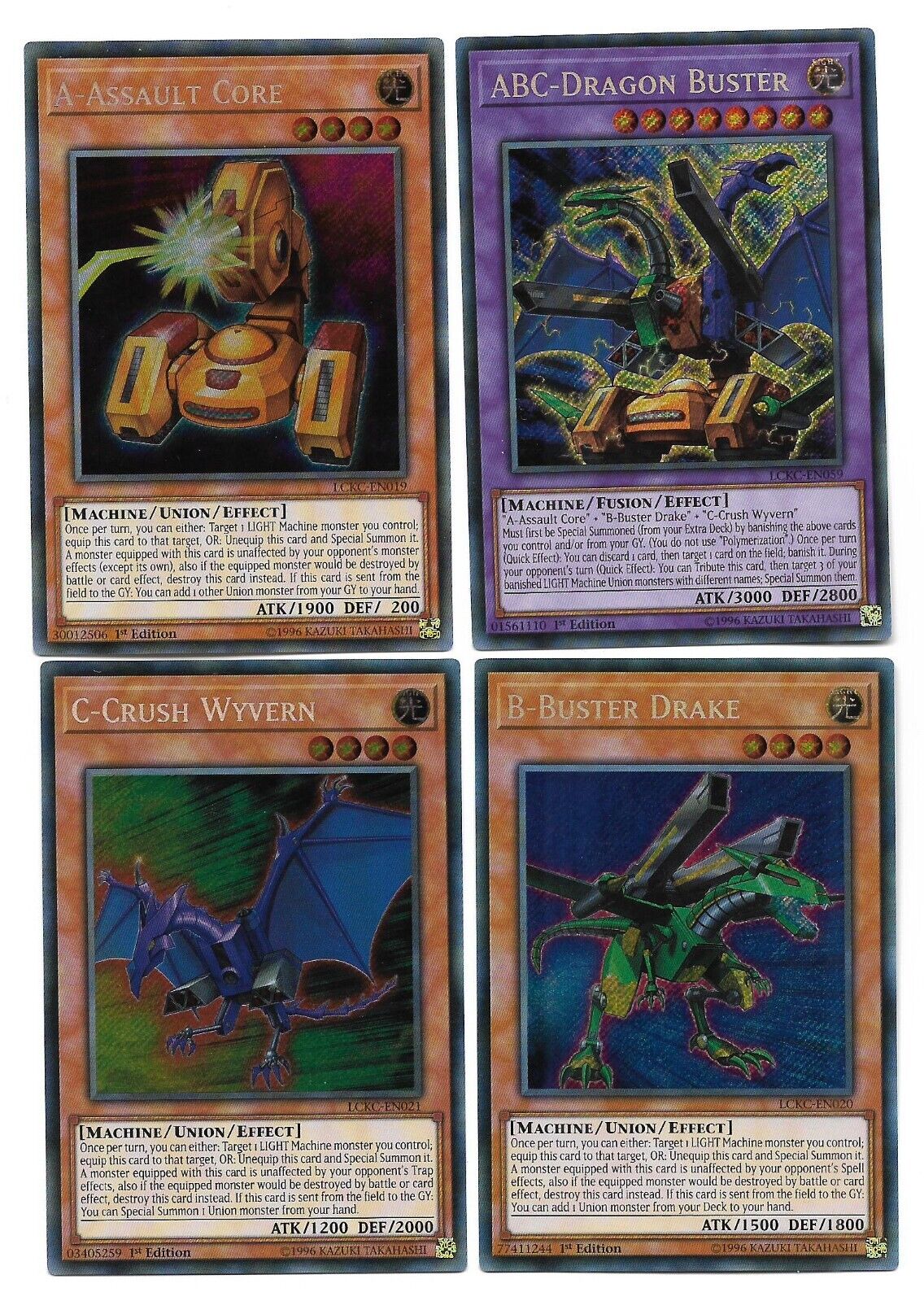 ABC-Dragon Buster - 4 card Fusion Set - (Secret - 1st - LCKC-EN019/20/21/59) NM