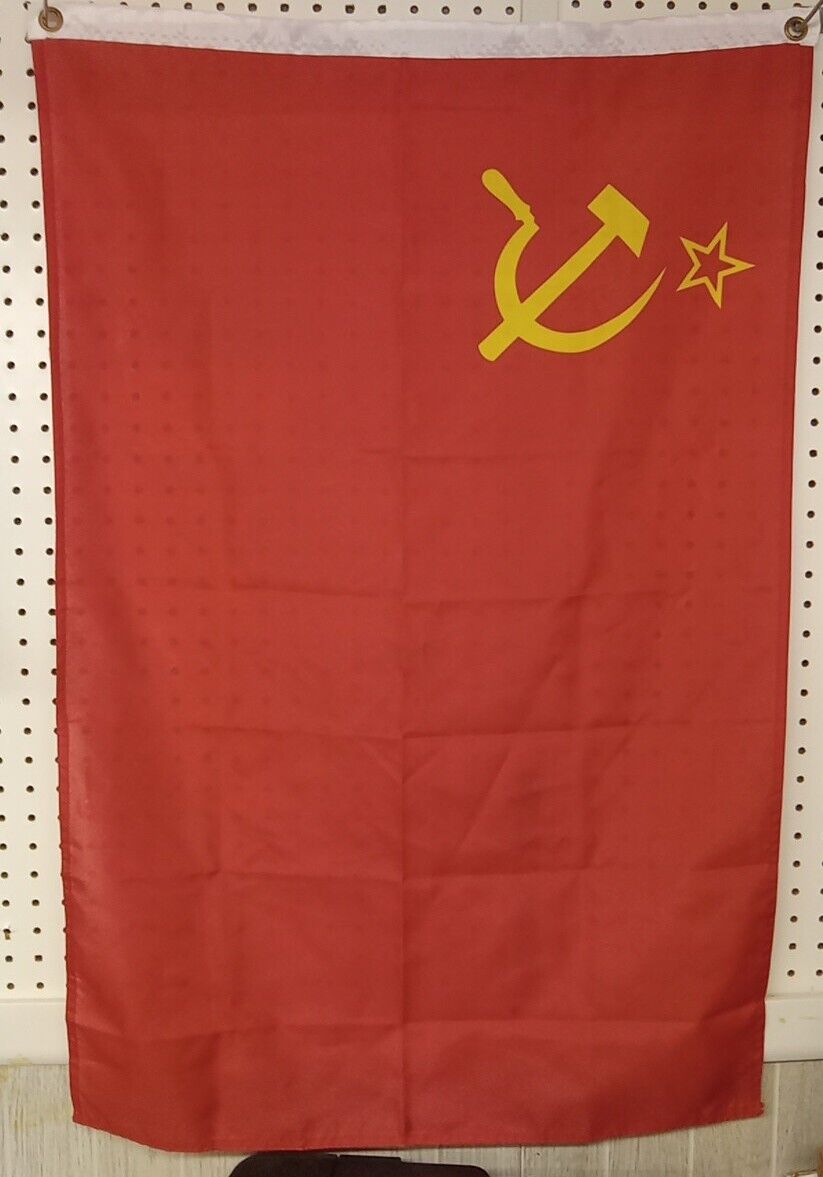 Vintage 1990s Soviet Union USSR Hammer/Sickle Flag Cold War Era Euc 2'X3' RUSSIA