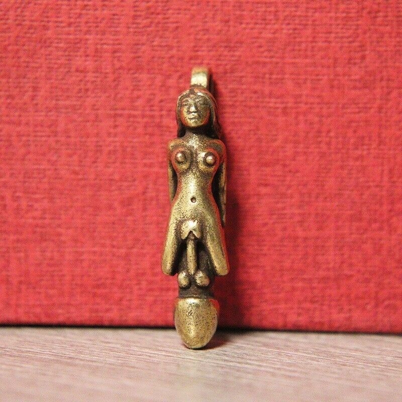Pure Brass Female Male Genitals Key Chain Pendant Miniature Figurine Ornament