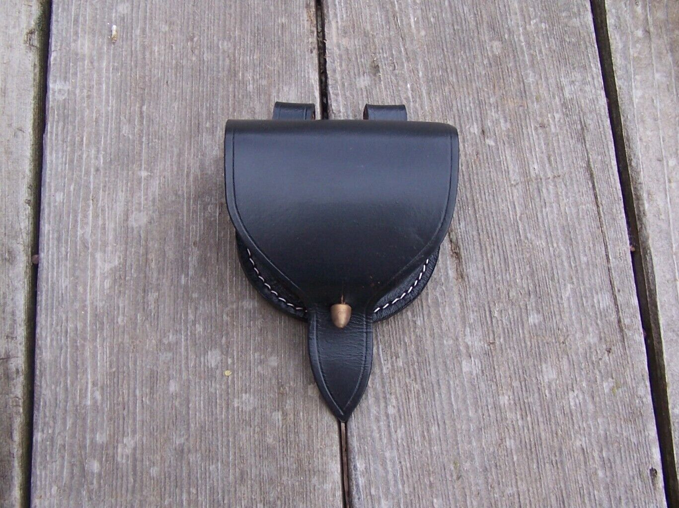 Civil War US Regulation Black Leather Cap Belt Pouch