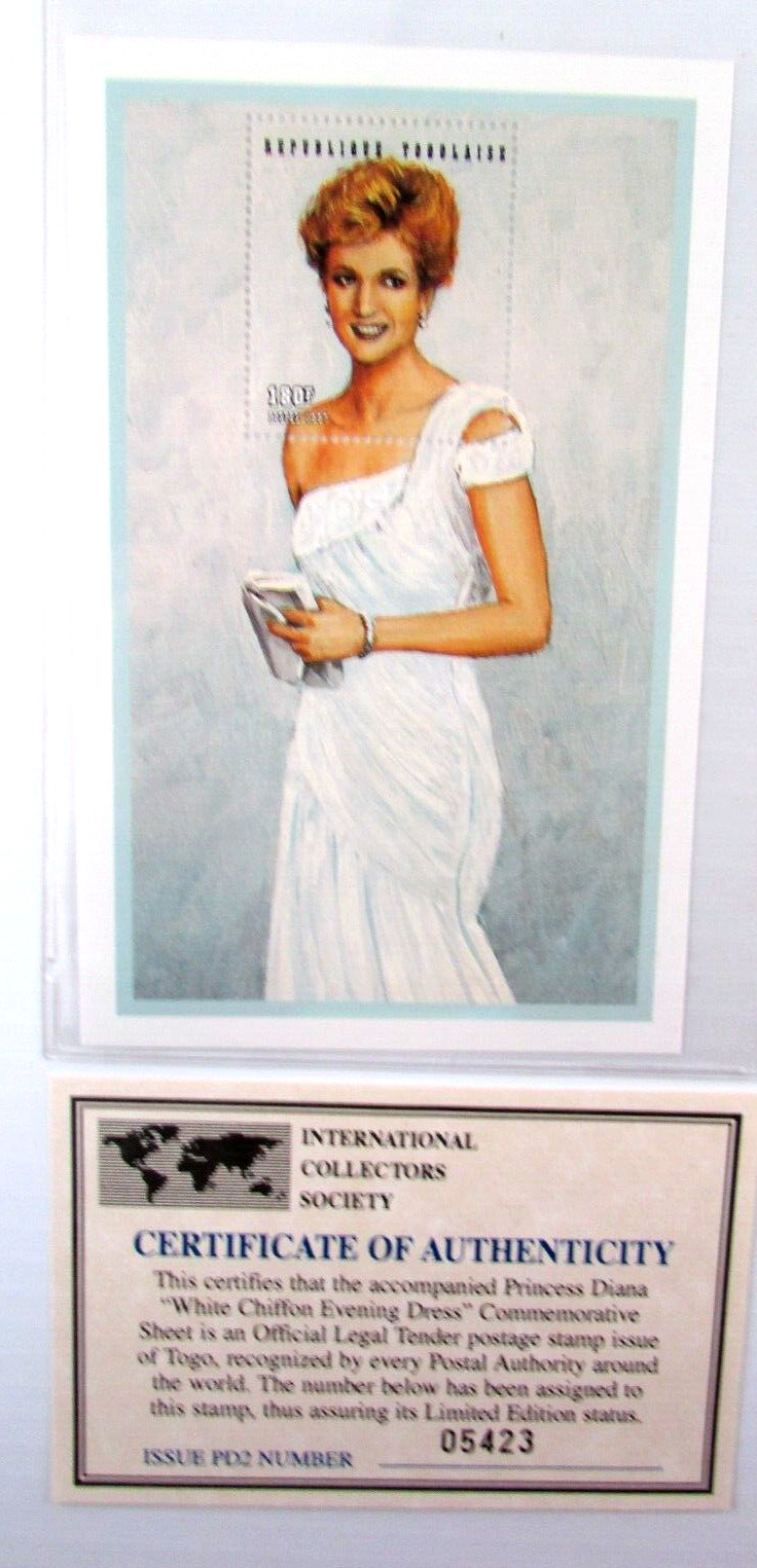 1997 Princess Diana in white evening dress MNH Comes with COA