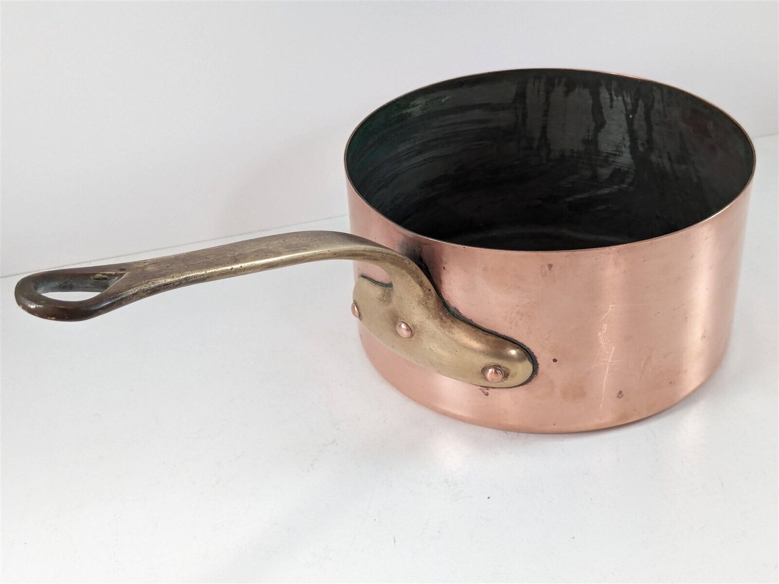 Old French Copper 2.5 Quart 18cm Saucepan Pot Brass Handle \