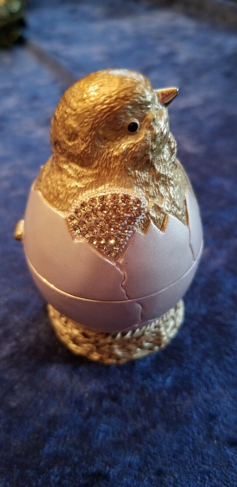 Signed Rucinni Hatching Chick Trinket Box Swarovski Crystal's On Body