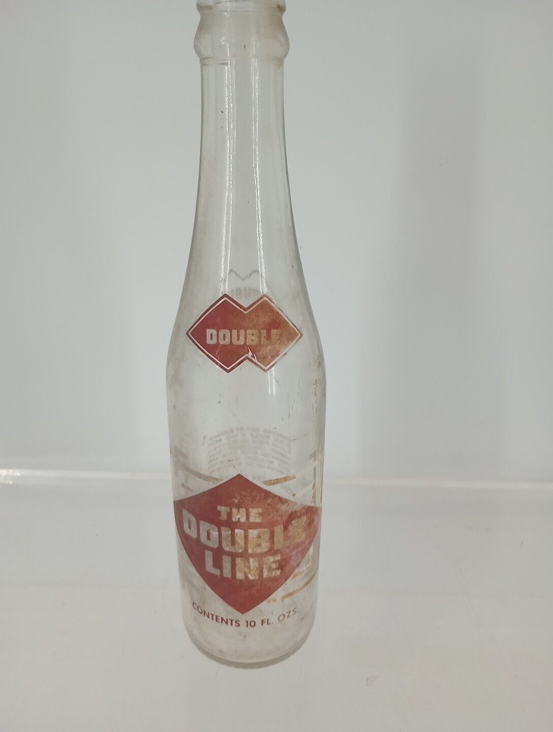 VINTAGE 69 The DOUBLE Line Cola BOTTLE 10 OZ. RED ACL Straight Side 