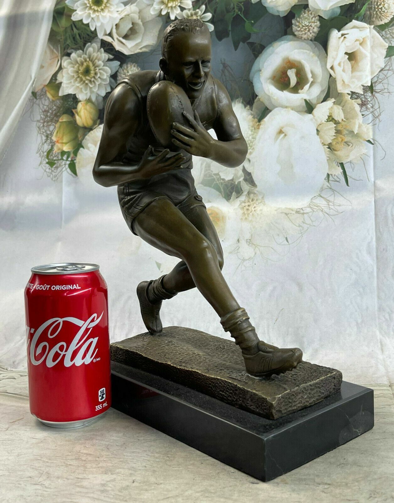 Huge Sale Rugby Player Deco Bronze Trophy Statue Sculpture Book End Figure DEAL