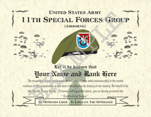 11th Special Forces Group (A) Personalized Art Print 8.5 x 11 (JUMP)