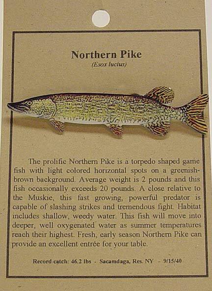 NEW NORTHERN PIKE FISH HAT PIN LAPEL PINS 