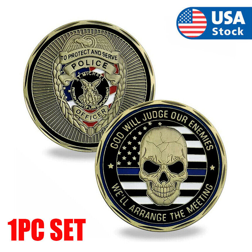1PC Police Officer Challenge Coin God Will Judge Our Enemies Law Badge Coins