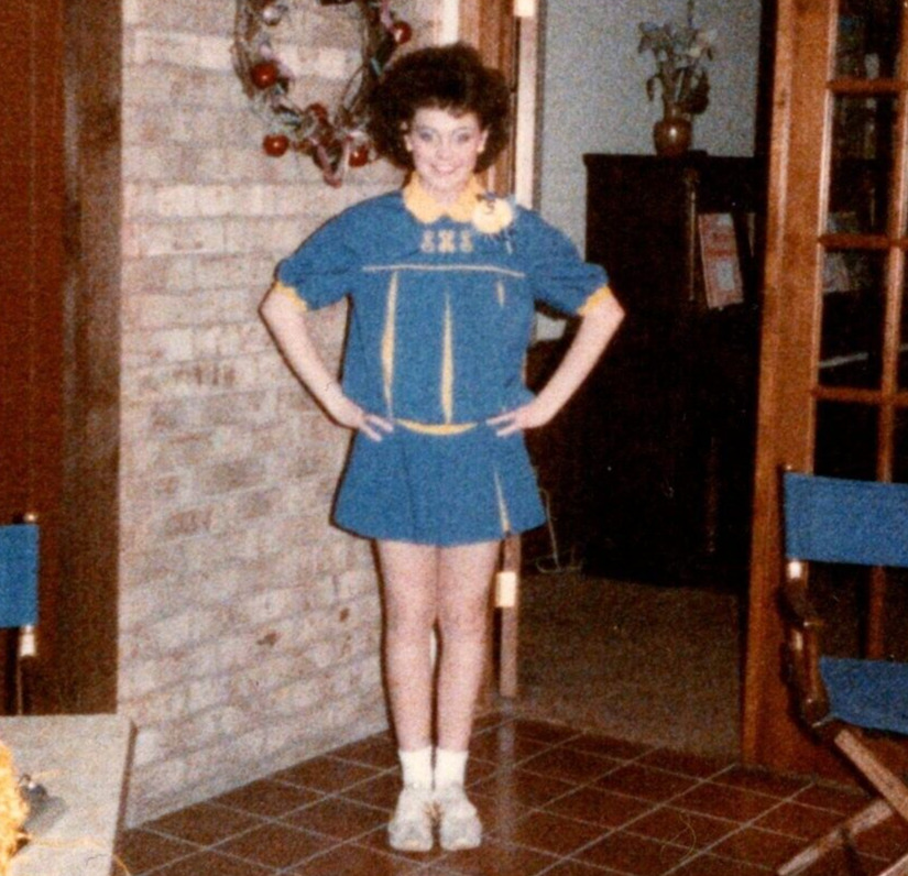 Teen Cheerleader Color Photo Pretty Girl Big Hair Found 1980's