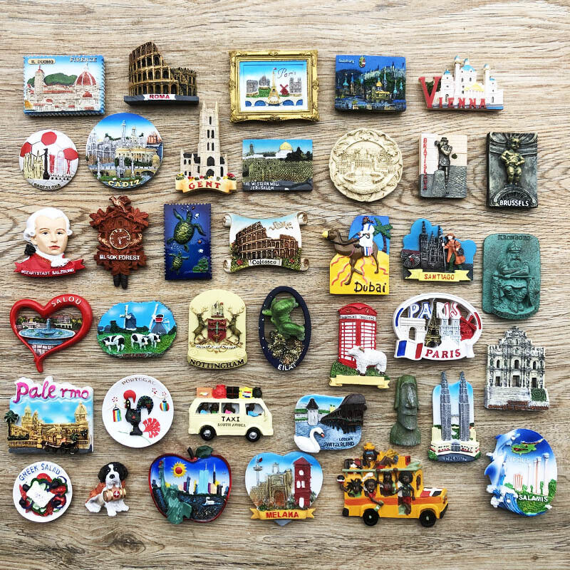 38 Pcs European American Asian Tourism Travel Souvenir 3D Resin Fridge Magnet K1