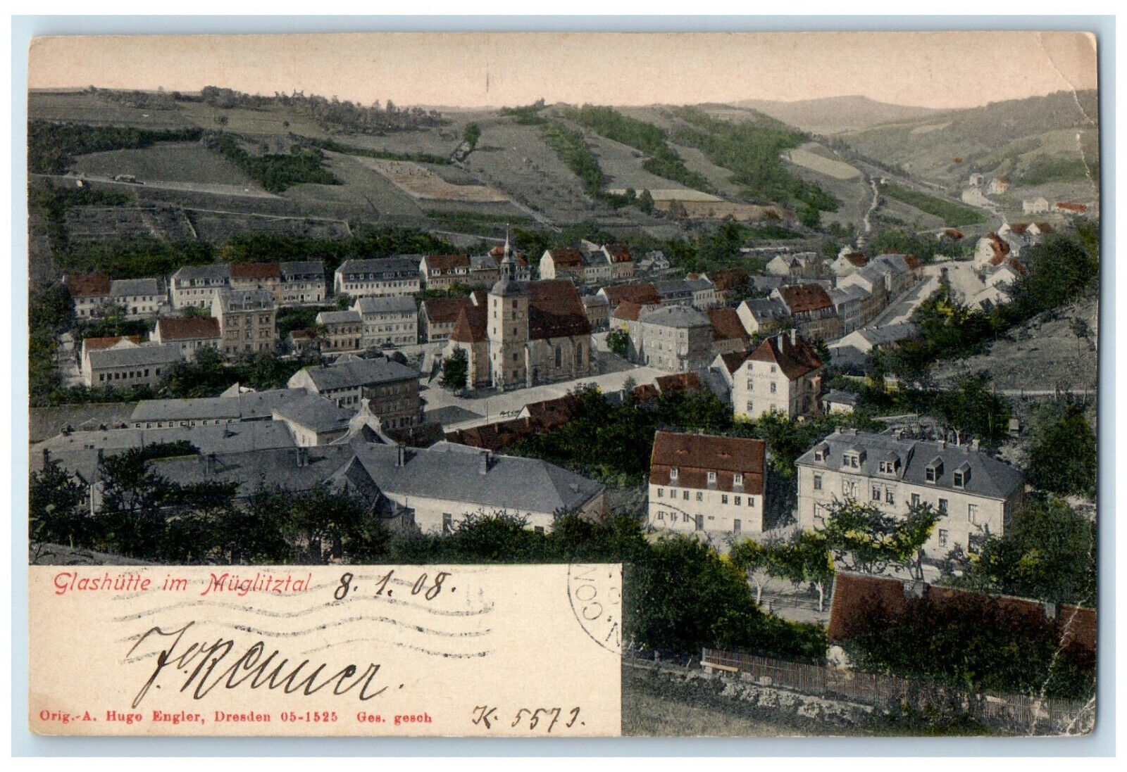 1908 Glass shell in the Muglitztal Saxony Germany Posted Antique Postcard