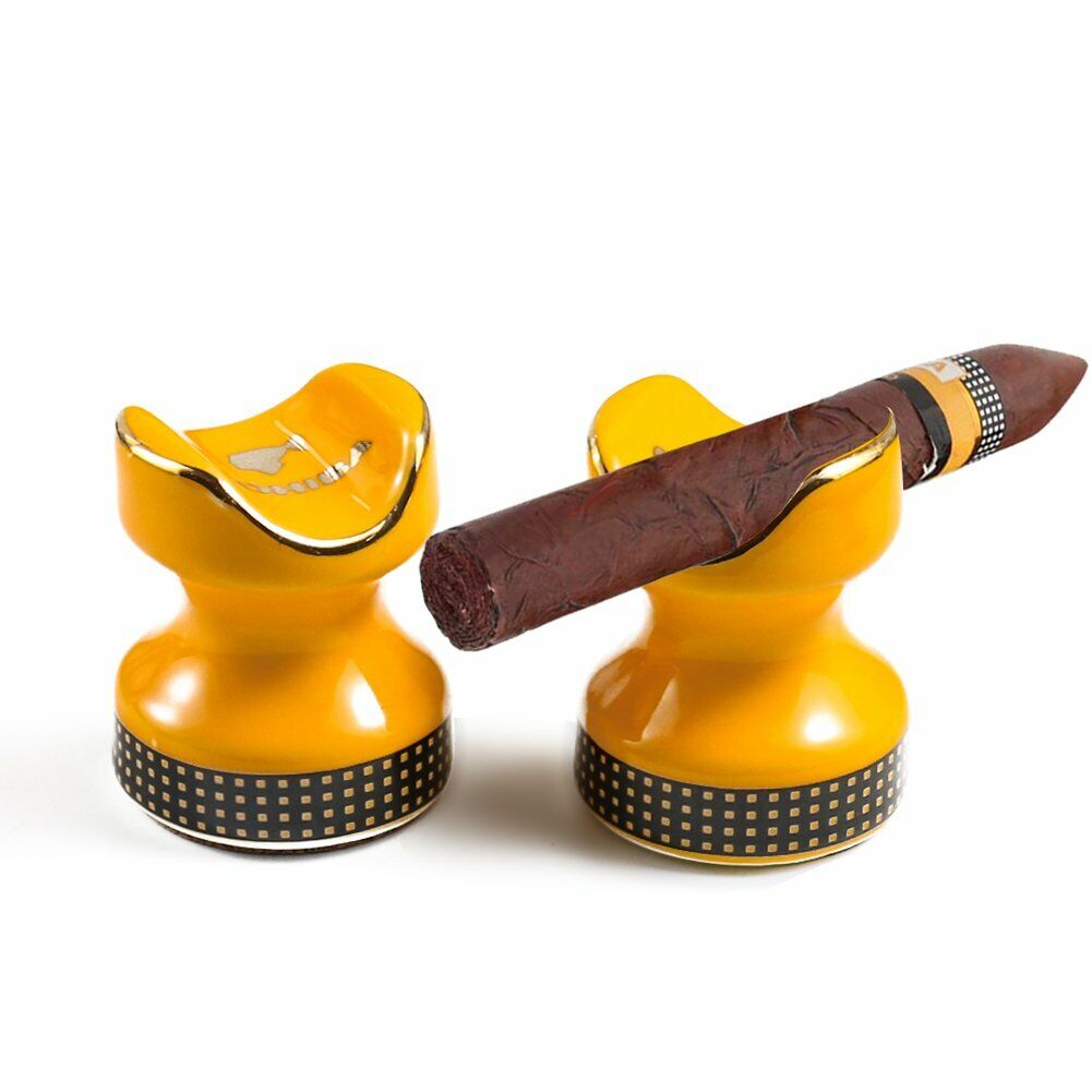2PC Pocket Cigar Holder Portable Ceramic Travel Smoking Mini Cigar Stand Rest