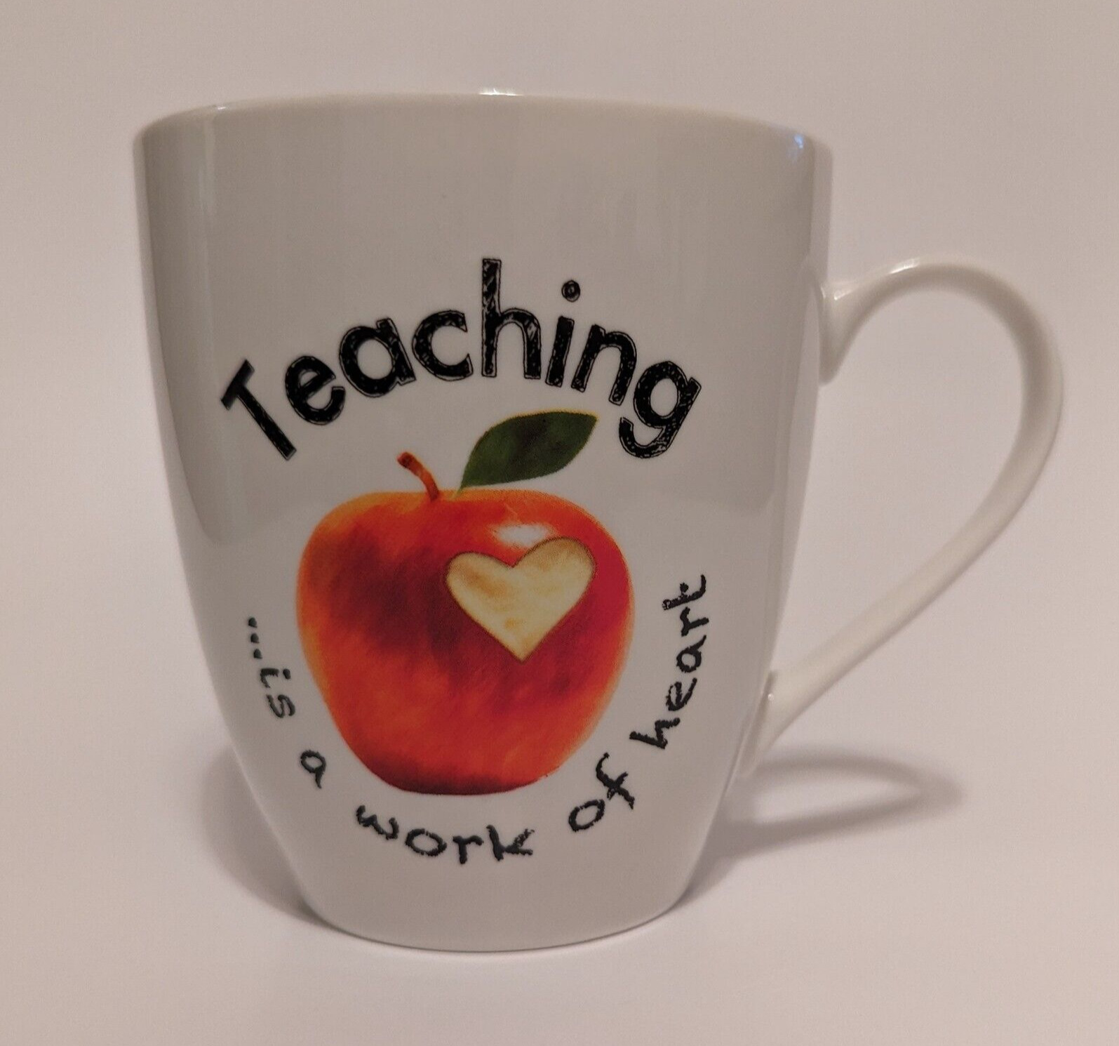 Pfaltzgraff “Teaching Is A Work Of Heart” Large 18 oz  Coffee Mug/Cup, Red Apple