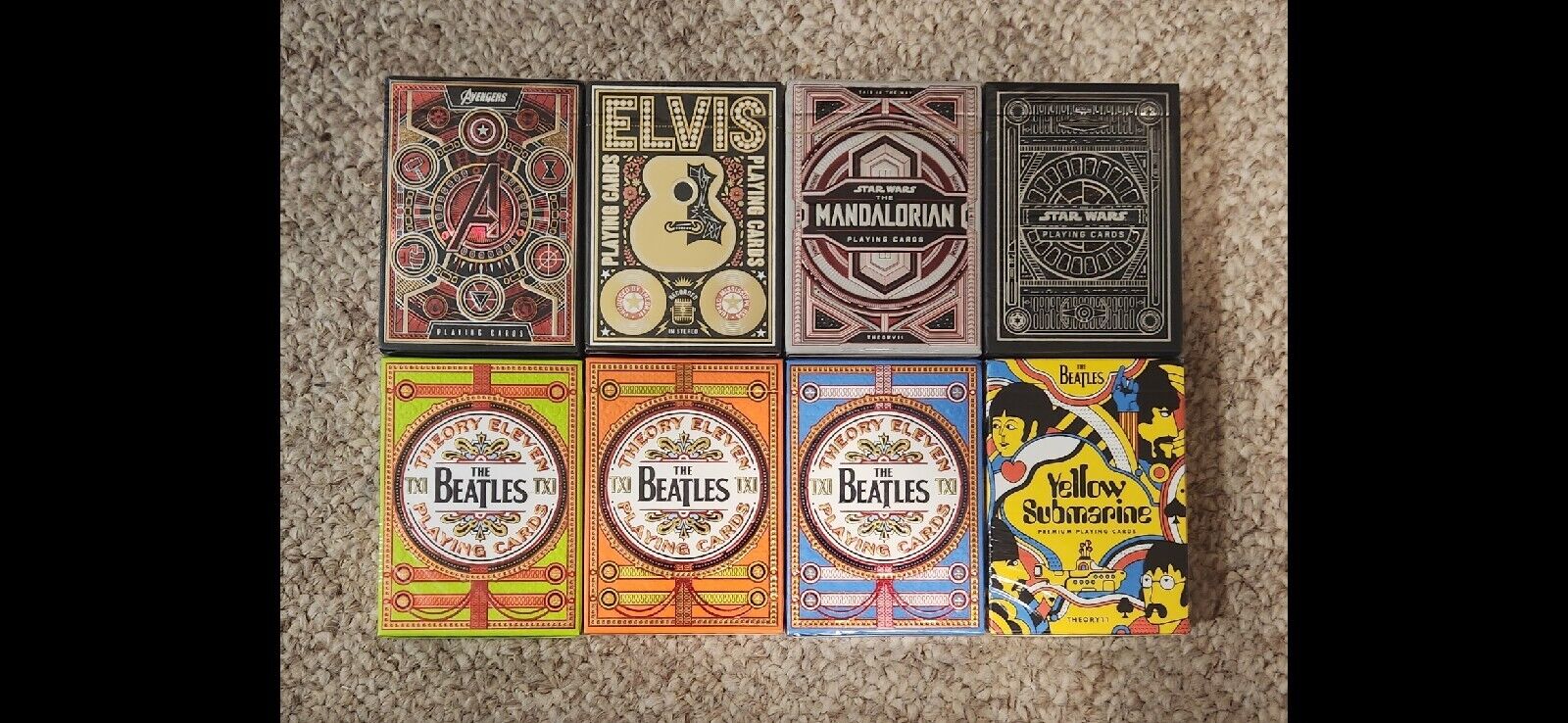 Theory 11 Playing Cards- lot of 8 Decks- Elvis, Beatles, etc.