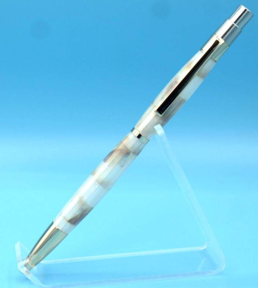 DuraClick Slim 24kt Gold EDC Pen White with Rose Gold Awabi Abalone Shell  (MOP)