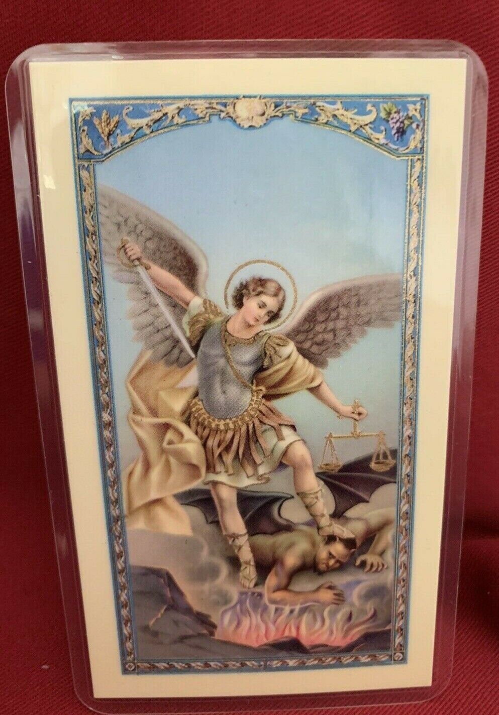 Bonella Holy Card by W. J. Hirten Co.  San Miguel Arcangel Oración