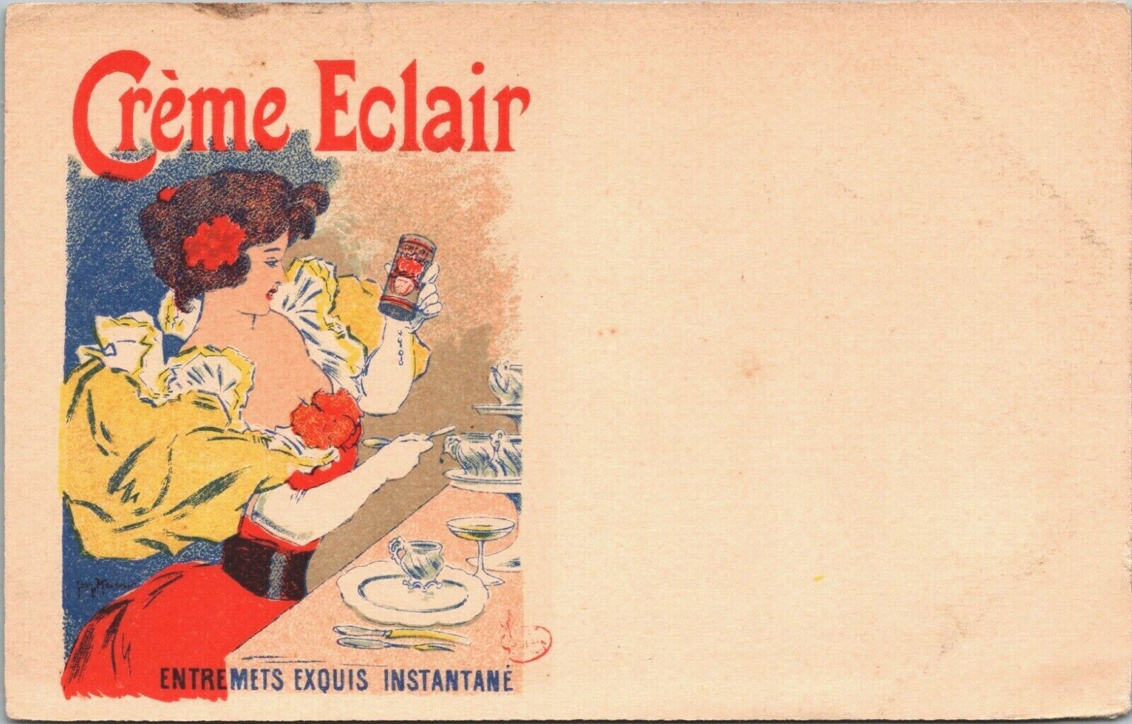 Creme Eclair Entremets Exquis Instantane Art Nouveau Postcard 04.15