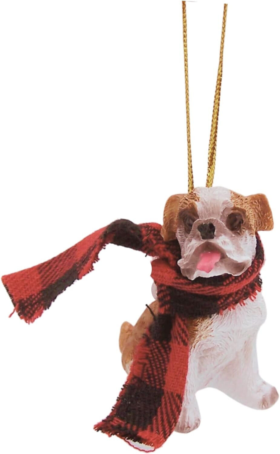 Small Bulldog Hanging Christmas Ornament, Festive Holiday Dog Ornament