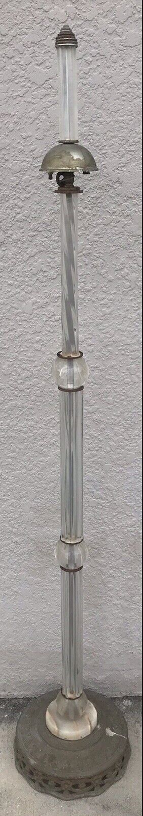 UNIQUE LARGE BAMBOO GLASS-CAST METAL-MARBLE FLOOR LAMP.VERY TALL