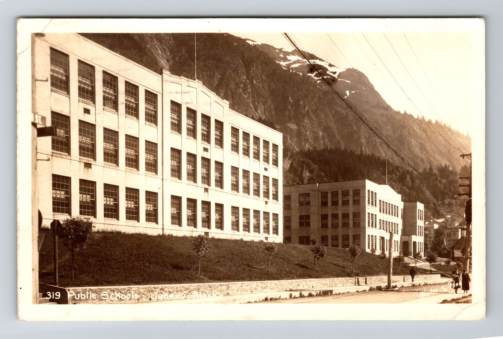 Juneau AK-Alaska RPPC, Public Schools, Real Photo c1943 Vintage Postcard