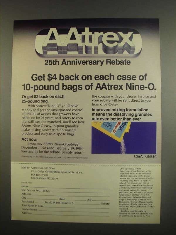 1984 Ciba-Geigy Aatrex Nine-O Ad