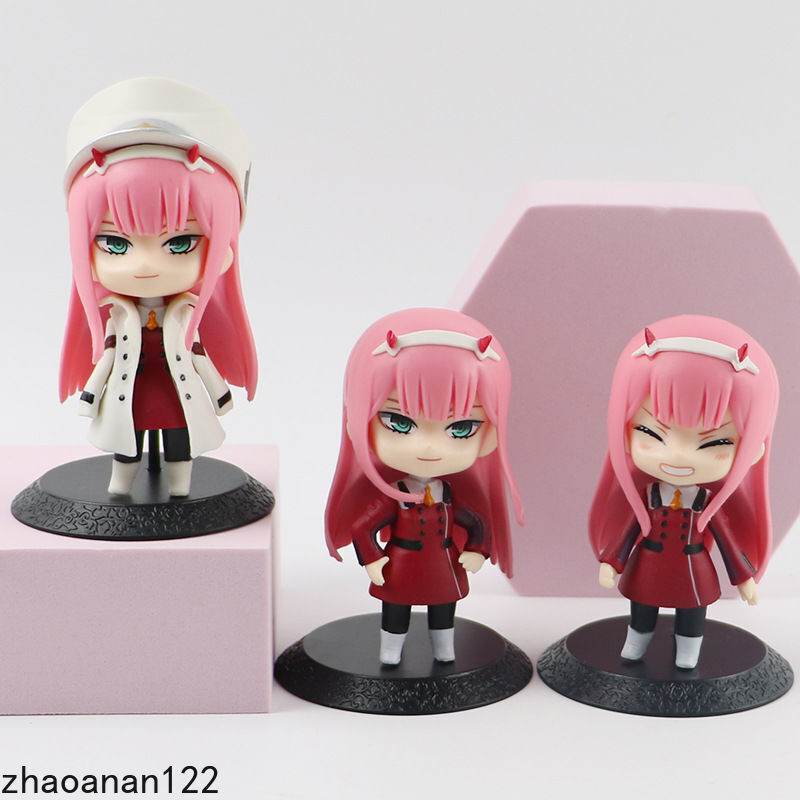 Anime Darling in The FRANXX Zero Two 02 3pcs Set CUTE Figure Toy Gift Cake Decor