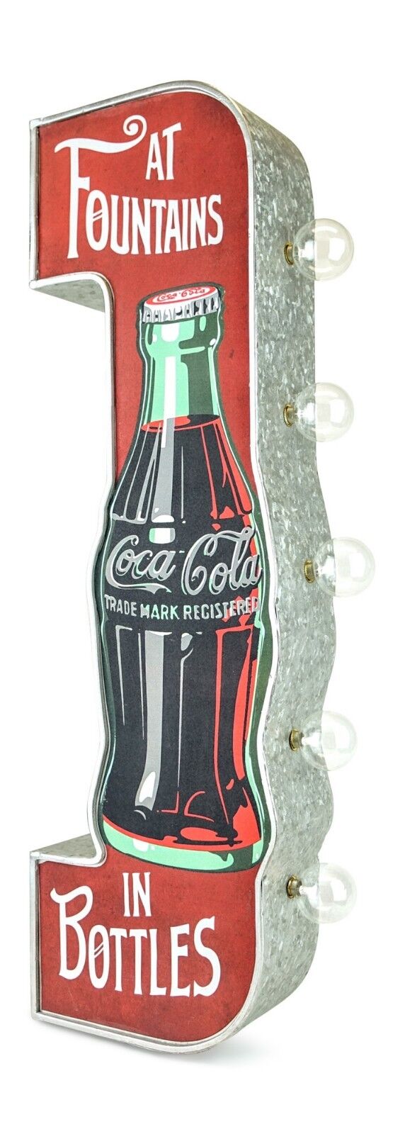 Coca-Cola Metal LED Bulb Wall Sign 25” Coke Bottle Shaped Double Sided Marquee