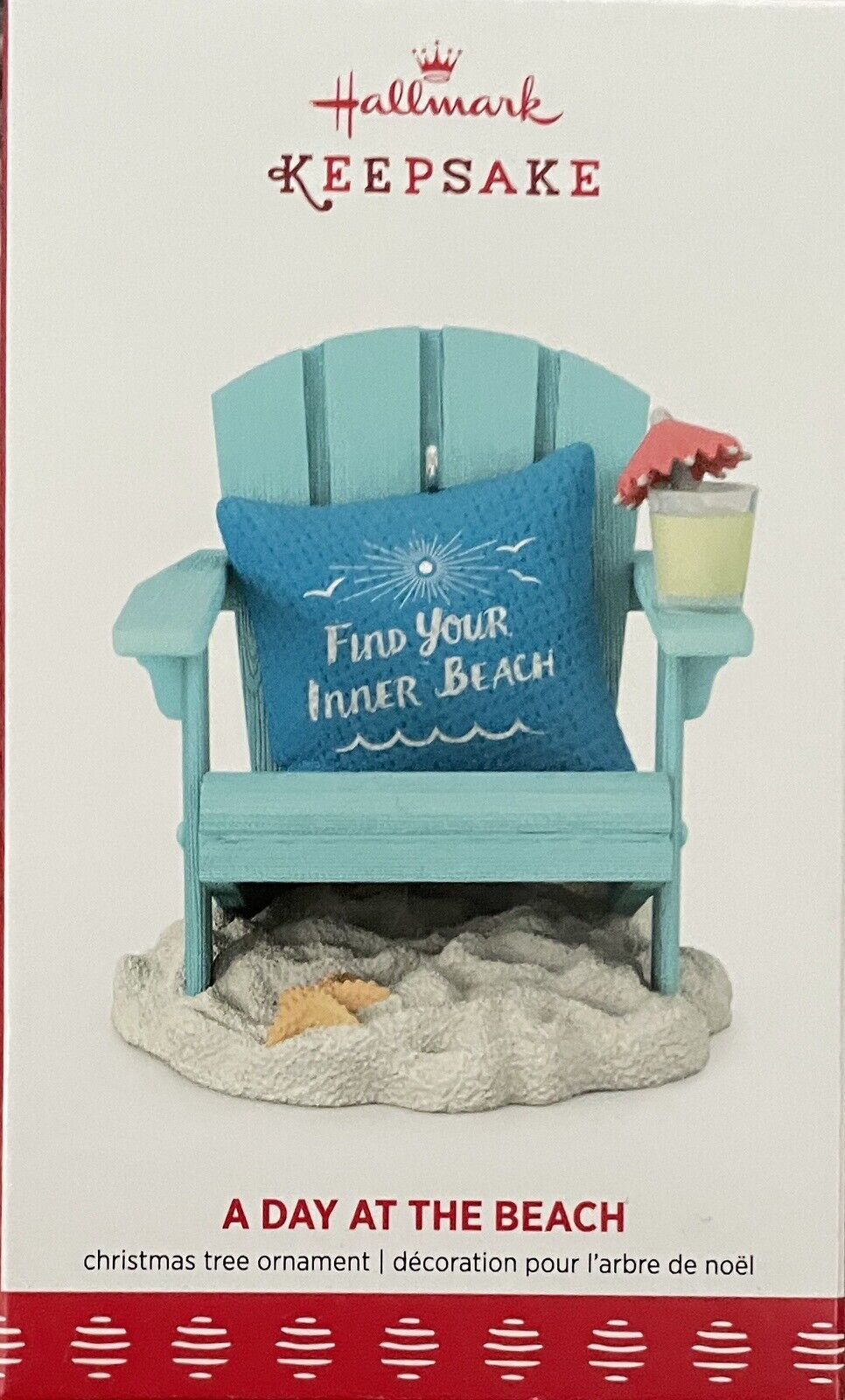 Hallmark Keepsake A Day At The Beach Christmas Ornament Chair Drink 2017 NEW