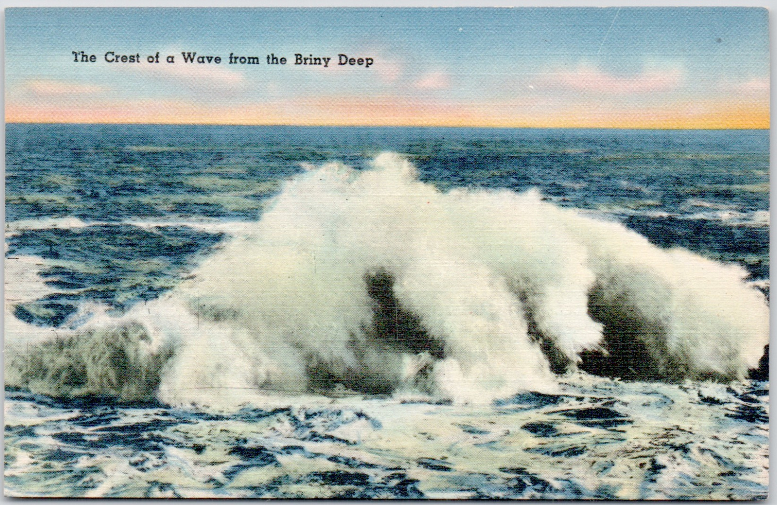 The Crest Of A Wave From The Briny Deep Ocean Coast Sea Linen Vintage Postcard