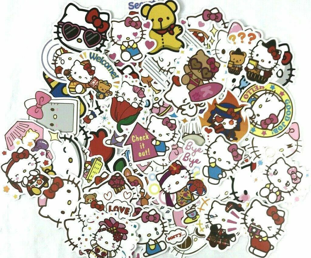 100pc Hello Kitty Anime Phone Laptop Wall Luggage Decal Sticker DIY Project Pack